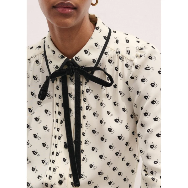 Me + Em Straight Blouse + Tie – luxury British Ivory in Me and Em exclusively at Luxury Shoes 