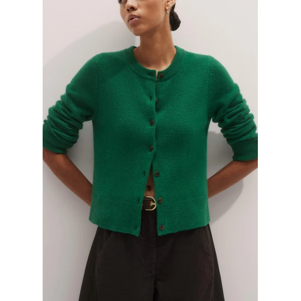 Me + Em Straight Cardigan – luxury British Green in Me and Em exclusively at Luxury Shoes 