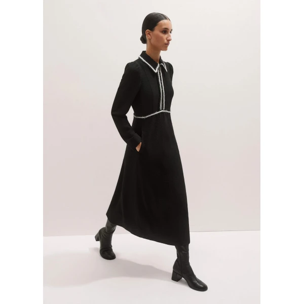 Me + Em Textured Midi Dress – luxury British Black in Me and Em exclusively at Luxury Shoes 