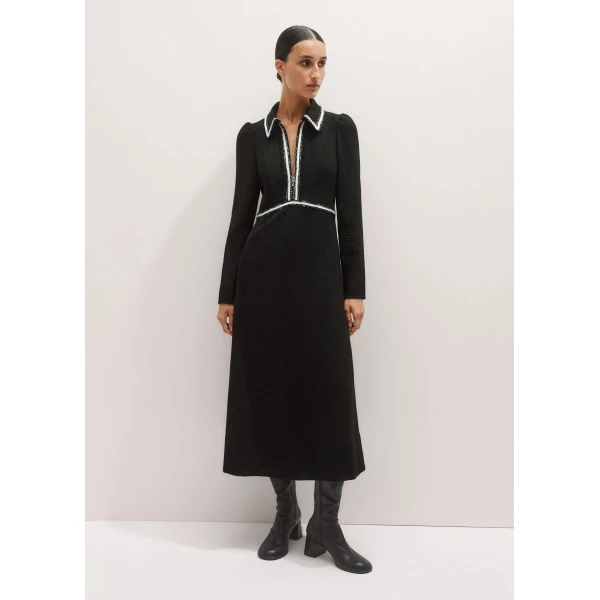 Me and Em Textured Midi Dress – luxury British Black in Me and Em exclusively at Luxury Shoes 