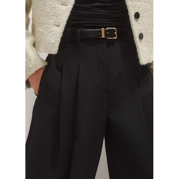 Me + Em Wide-Leg Pleat Pant – luxury British Black in Me and Em exclusively at Luxury Shoes 