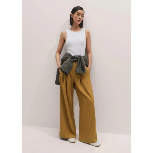 Me and Em Wide-Leg Pleat Trouser – luxury British Yellow in Me and Em exclusively at Luxury Shoes 