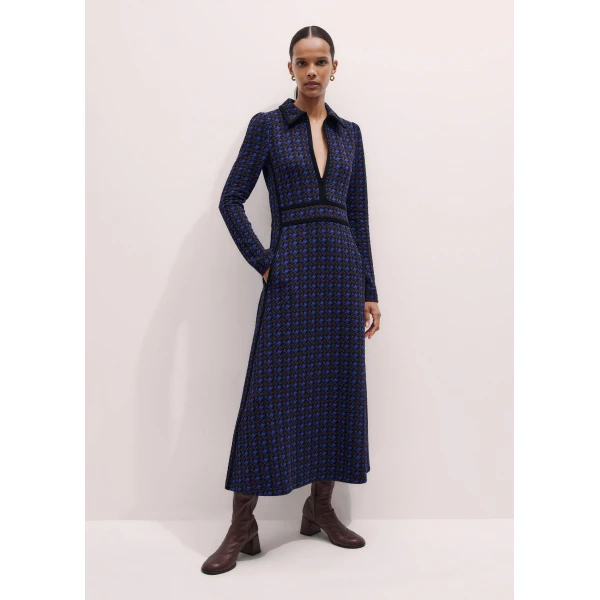 Me + Em Zip Neck Maxi Dress – luxury British Blue in Me and Em exclusively at Luxury Shoes 