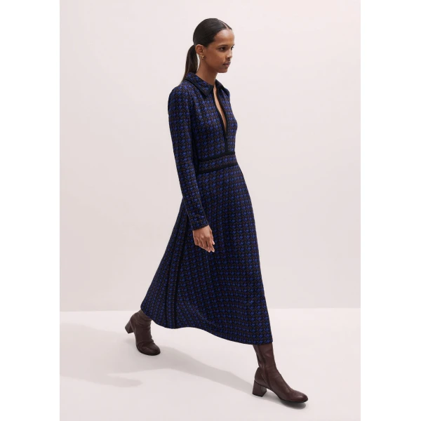 Me and Em Zip Neck Maxi Dress – luxury British Blue in Me and Em exclusively at Luxury Shoes 