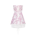 Milla Strapless pink sakura mini dress with accent lacing | Ready to Wear 2025 Collection Luxury Shoes Elevate your elegance in this Milla Dresses from the 2025 resort wear edit