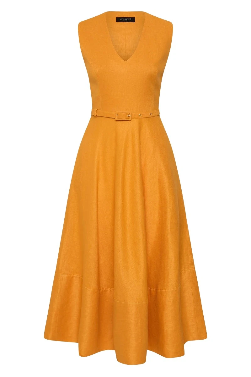 Carla-Zampatti-Amber-Linen-Belted-Midi-Dress70546_nobg Carla Zampatti Dresses