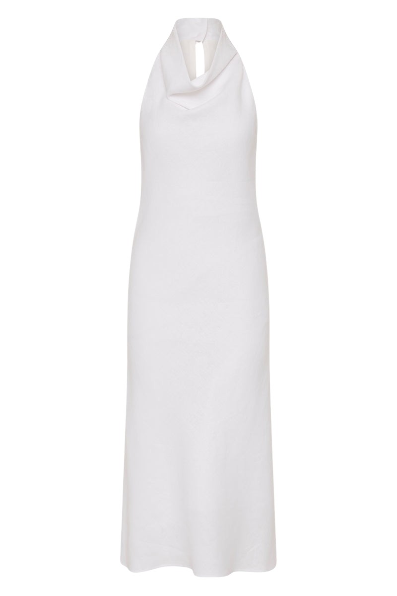 Carla-Zampatti-Ivory-Linen-Cowl-Neck-Midi-Dress60535_nobg Carla Zampatti Dresses
