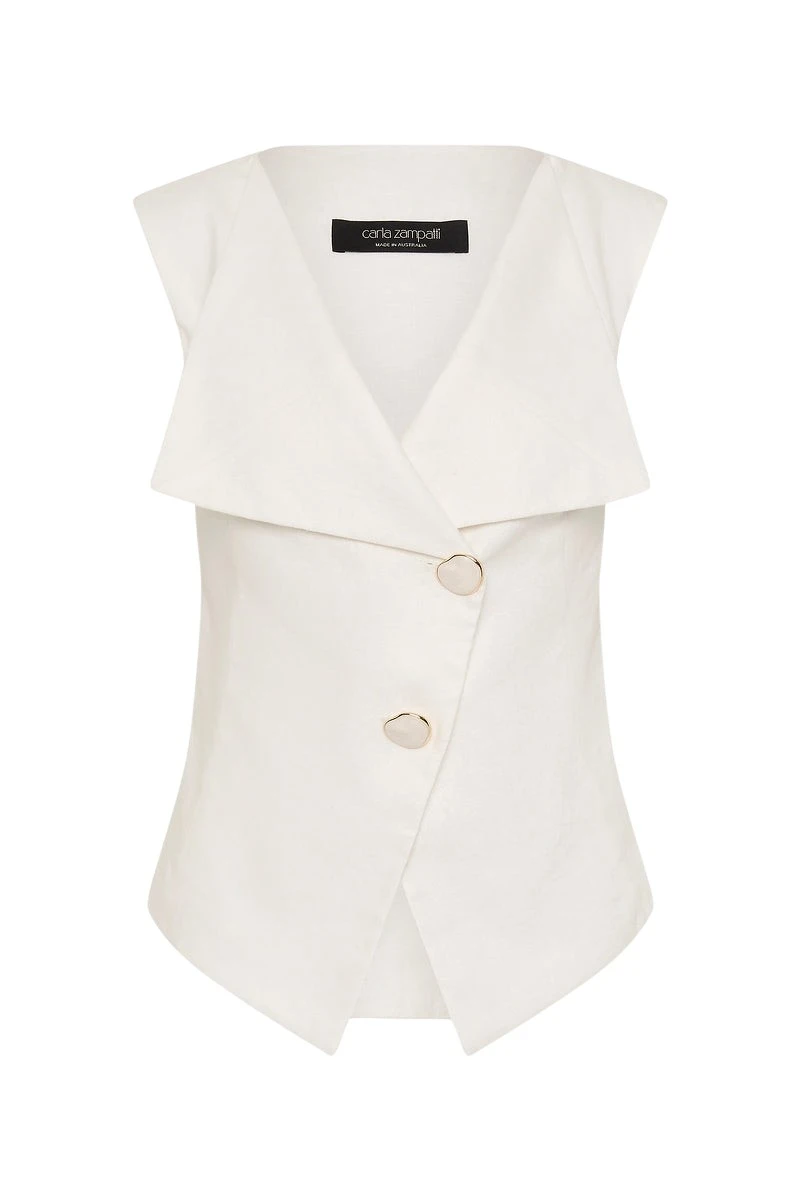 Carla-Zampatti-Ivory-Linen-Double-Breasted-Vest63113_nobg Carla Zampatti Jackets