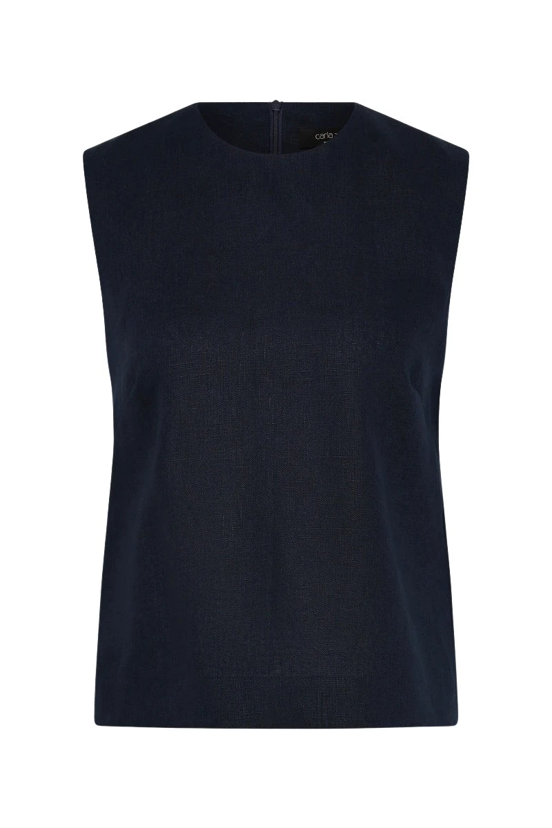Carla-Zampatti-Navy-Linen-Tank-Top58387_nobg Carla Zampatti Tops