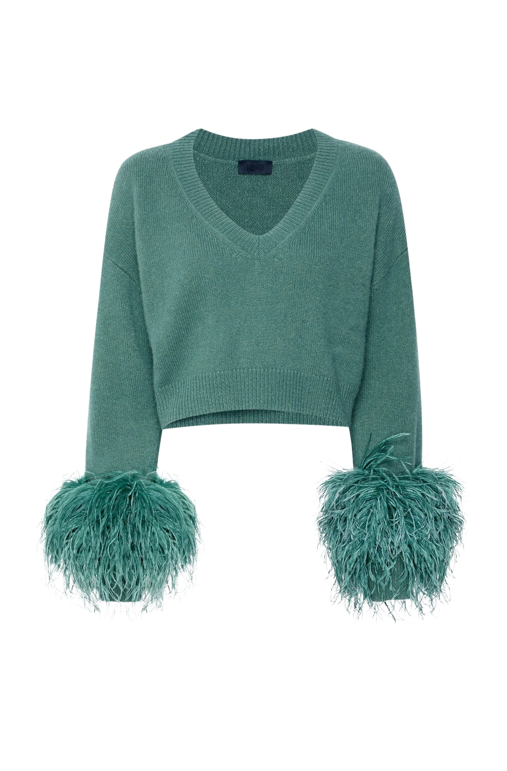 Lapointe-Cashmere-Cropped-V-Neck-Sweater-With-Feathers-scaled58784_nobg Lapointe Cashmere Cropped V Neck Sweater With Feathers
