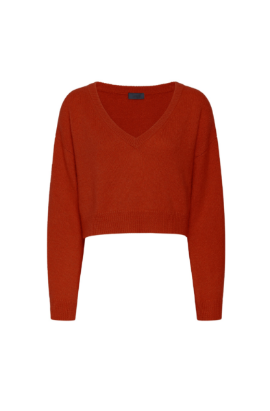Lapointe Cashmere Cropped V Neck Sweater