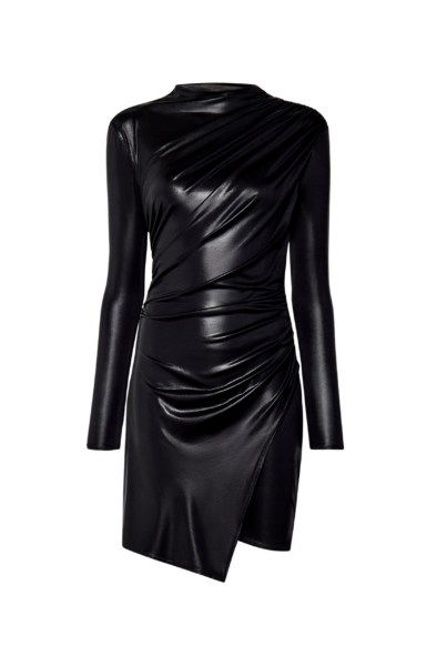 Lapointe Coated Jersey Draped Mini Dress