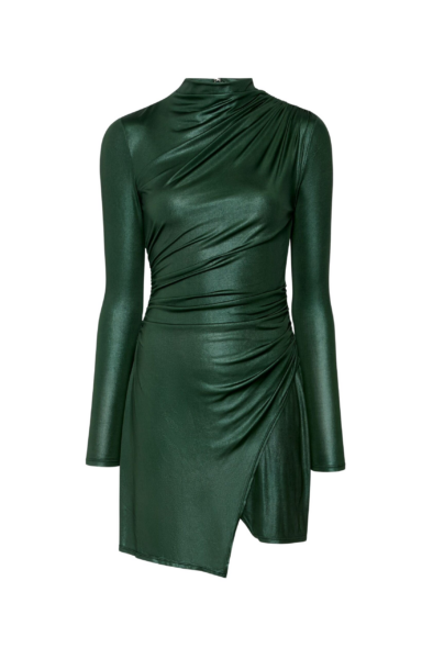 Lapointe Coated Jersey Draped Mini Dress