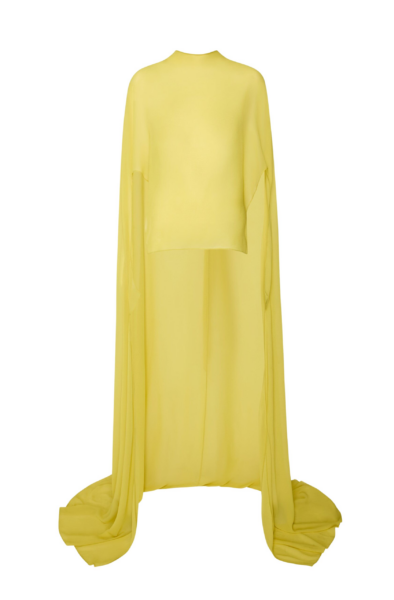 Lapointe Lightweight Georgette High Low Scarf Cape Top
