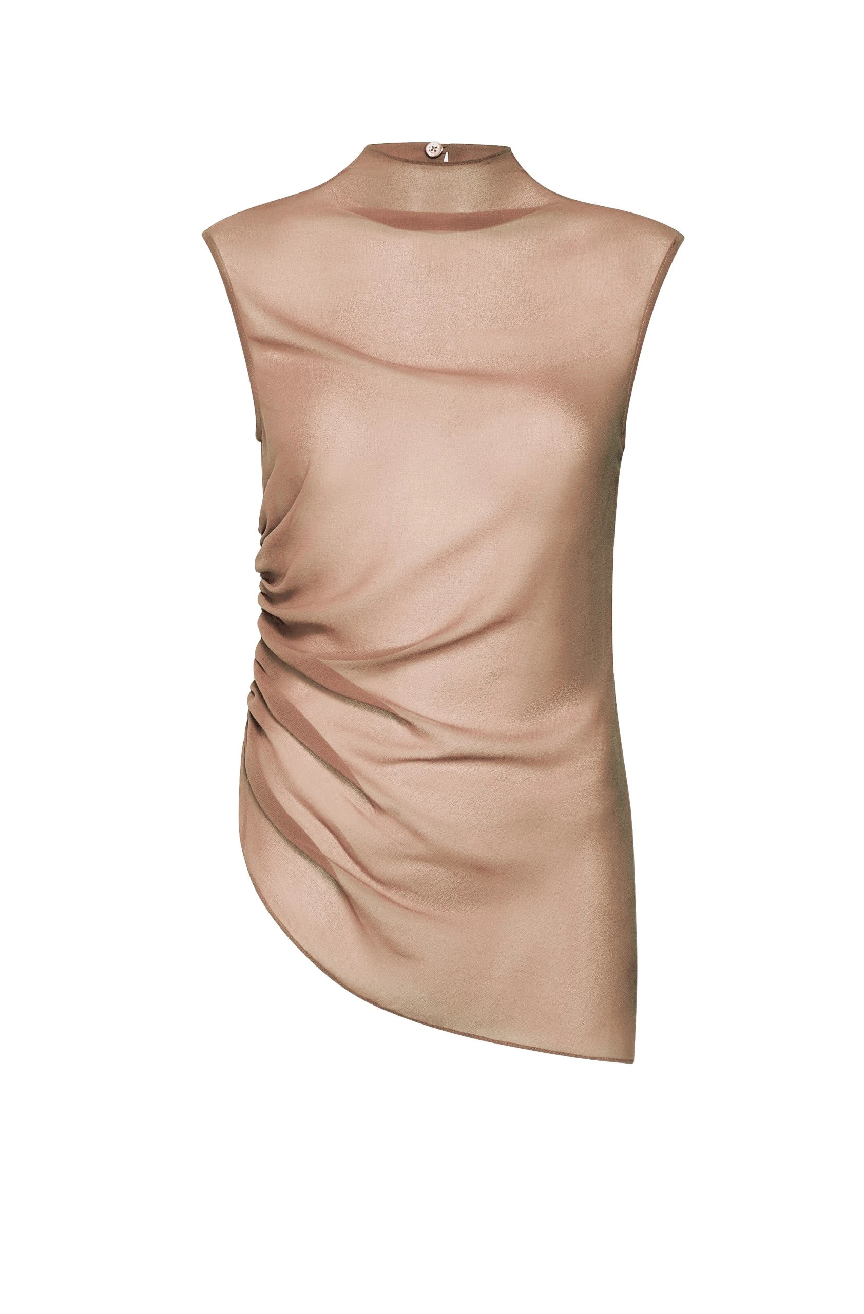 Lapointe-Lightweight-Georgette-Mock-Neck-Ruched-Top-scaled62779_nobg Lapointe Lightweight Georgette Mock Neck Ruched Top