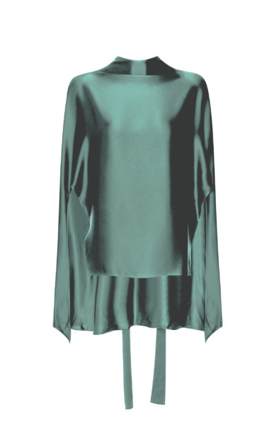 Lapointe Silky Twill Scarf Cape Top