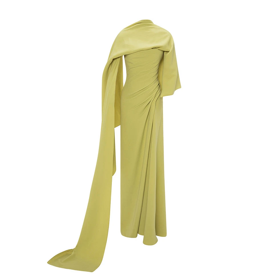 Marmar Halim Asymmetrcal Crepe Draped Dress With Slit Dresses Marmar Halim Asymmetrcal Crepe Draped Dress With Slit Dresses