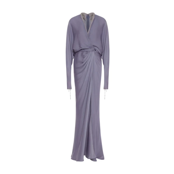 Marmar Halim Camila - Draped Satin Gown With Structured Collar Gowns
