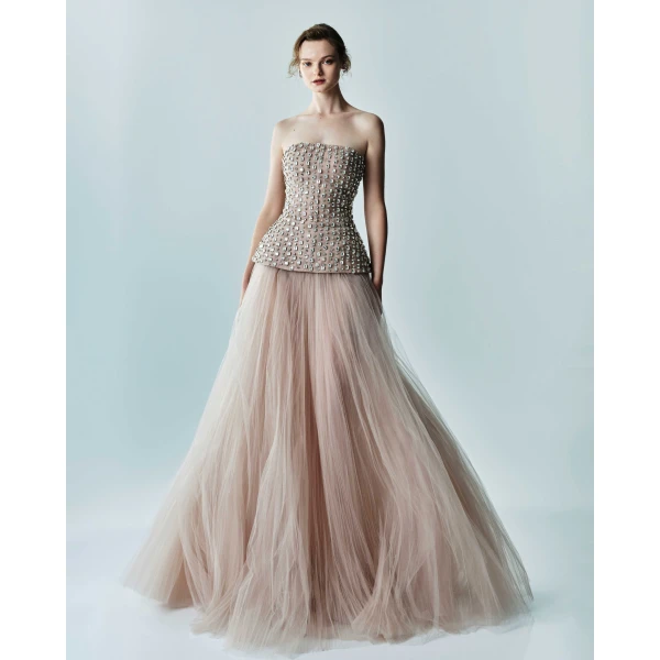 Marmar Halim Crystal-Embellished Stone Laced Top Top
