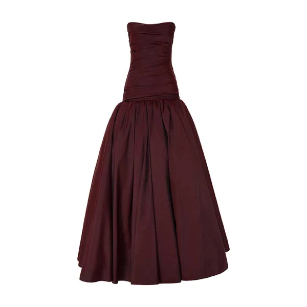 Marmar Halim Draped Taffeta With Ball Skirt Gown Gowns