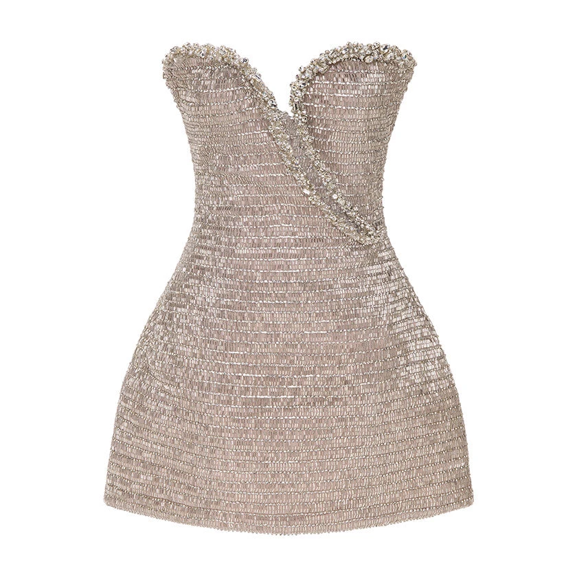 Marmar Halim Front Cut Short Stone Dress Dresses Marmar Halim Front Cut Short Stone Dress Dresses