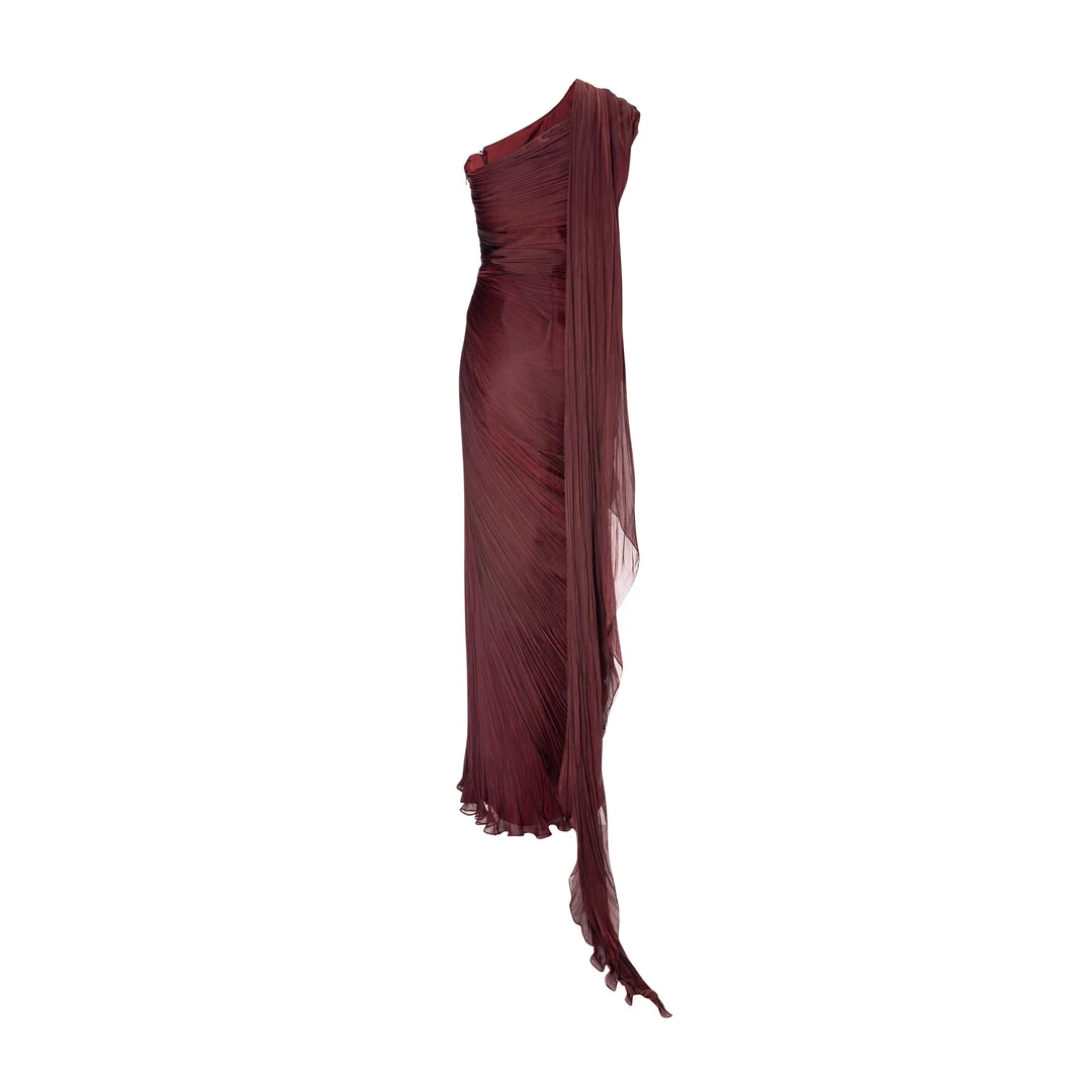 Marmar Halim Hand-Pleated Two Tone Draped Chiffon Gown With Cape Gowns Marmar Halim Hand-Pleated Two Tone Draped Chiffon Gown With Cape Gowns
