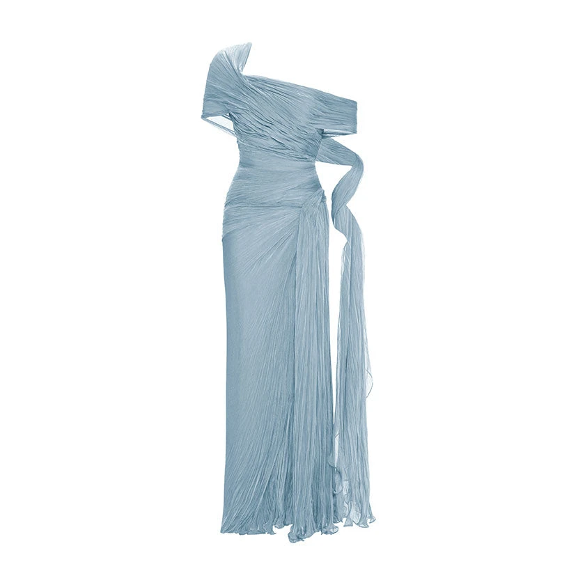 Marmar Halim Off-Shoulder Hand-Pleated Chiffon Dress Dresses Marmar Halim Off-Shoulder Hand-Pleated Chiffon Dress Dresses