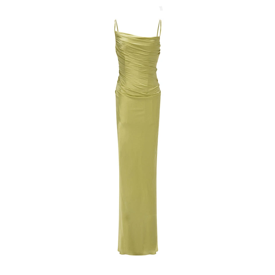 Marmar Halim Silk Satin Draped Dress With Detailed Back Dresses Marmar Halim Silk Satin Draped Dress With Detailed Back Dresses