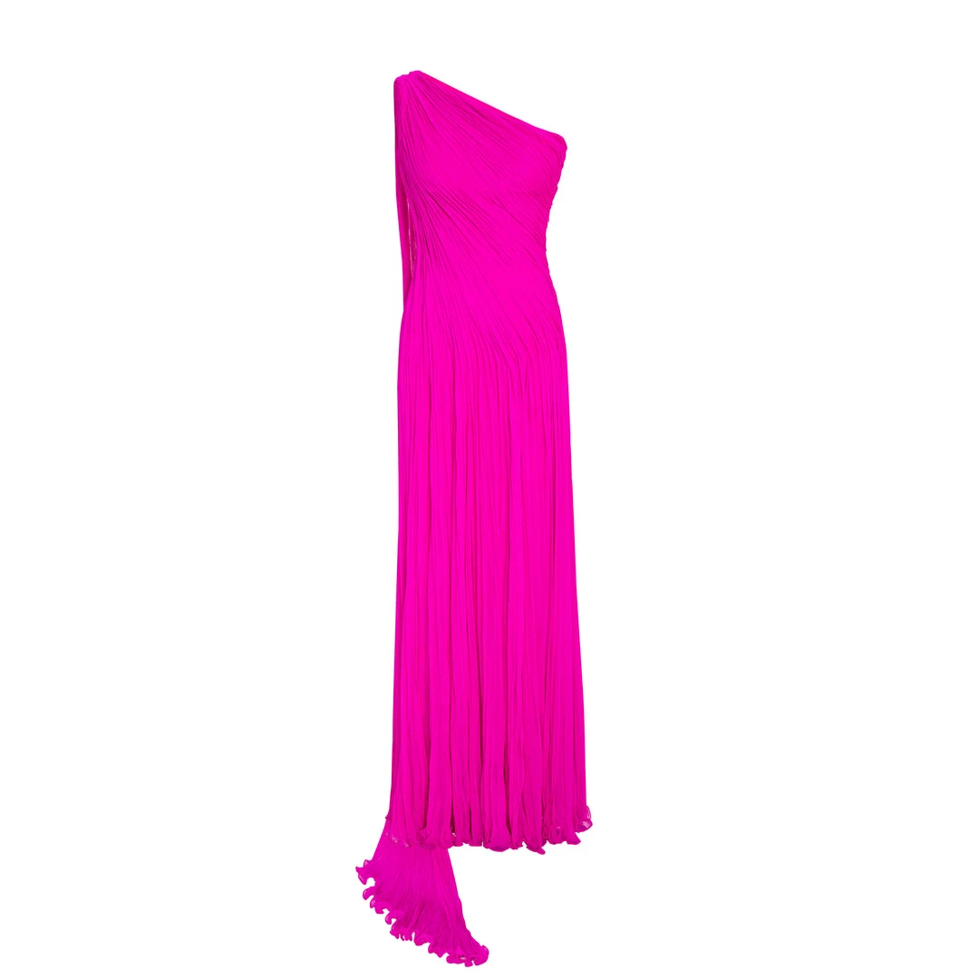Marmar Halim Single-Shoulder Pleated Sash Dress Dresses Marmar Halim Single-Shoulder Pleated Sash Dress Dresses