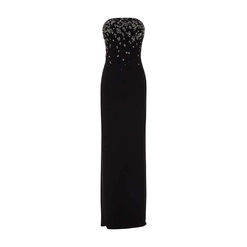 Marmar Halim Strapless Crepe Gown With Front Embroidery Gowns Marmar Halim Strapless Crepe Gown With Front Embroidery Gowns