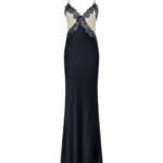 Rebecca Vallance Blue Clothing The Aumoe Maxi Dress stuns with its contrasting dark navy and cream design