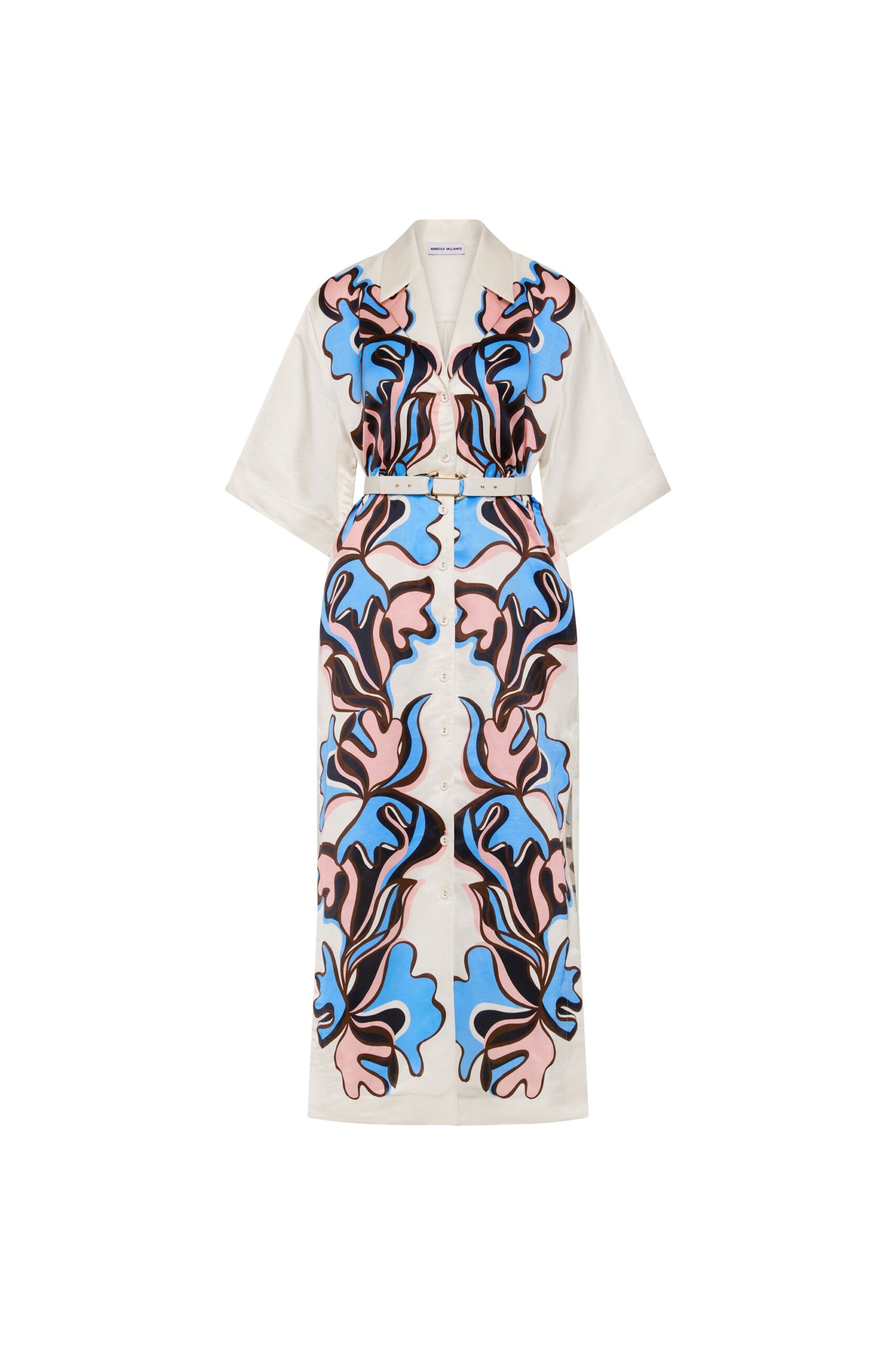 Rebecca Vallance Barbados Breeze Midi Dress Rebecca Vallance Multicolour Clothing The Barbados Breeze Midi Dress infuses contemporary style with a playful custom print. Tailored in a shirt dress silhouette
