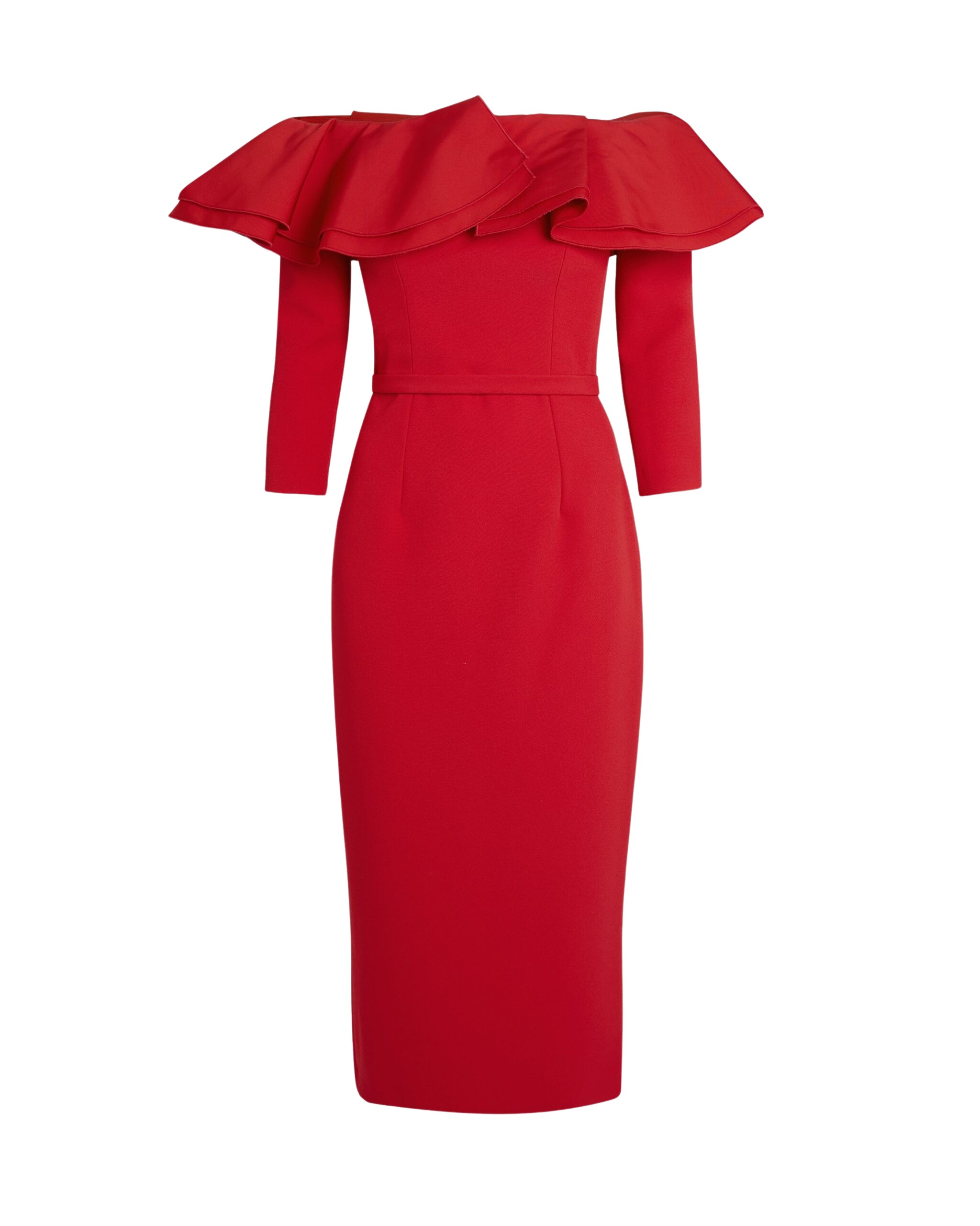 Safiyaa-Dorian-Midi-Dress-in-Lacquer-Red-on-Crimson-Coveti-scaled32604_nobg Dorian Midi Dress in Lacquer Red on Crimson - Image 1