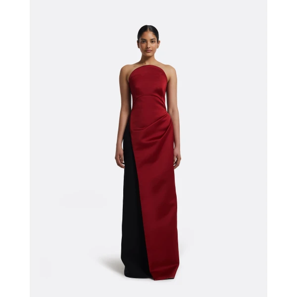 Misaki Long Dress in Swinton on Black - Image 2