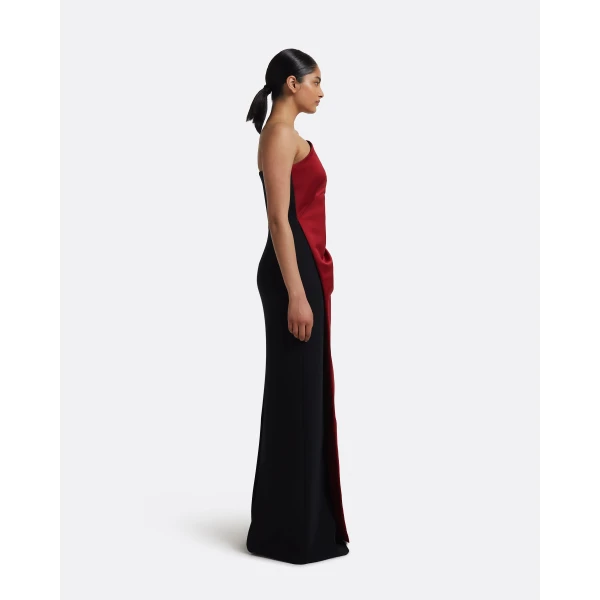 Misaki Long Dress in Swinton on Black - Image 5