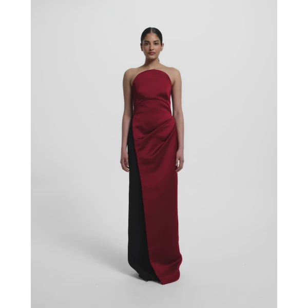 Misaki Long Dress in Swinton on Black - Image 6