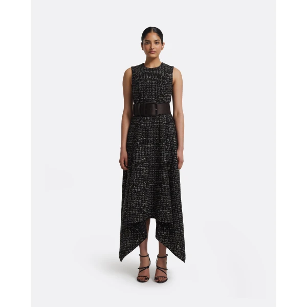 Okimi Dress in Peat Brown On Black & Gold - Image 2
