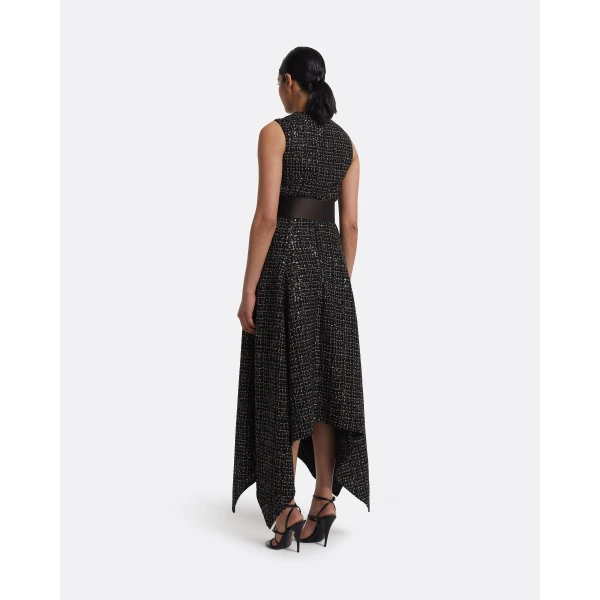 Okimi Dress in Peat Brown On Black & Gold - Image 3