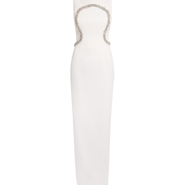 Riley Long Dress in Ivory with Crystal Embellishment