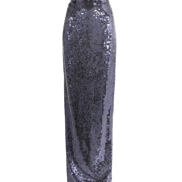 Vick Long Skirt in Navy & Silver
