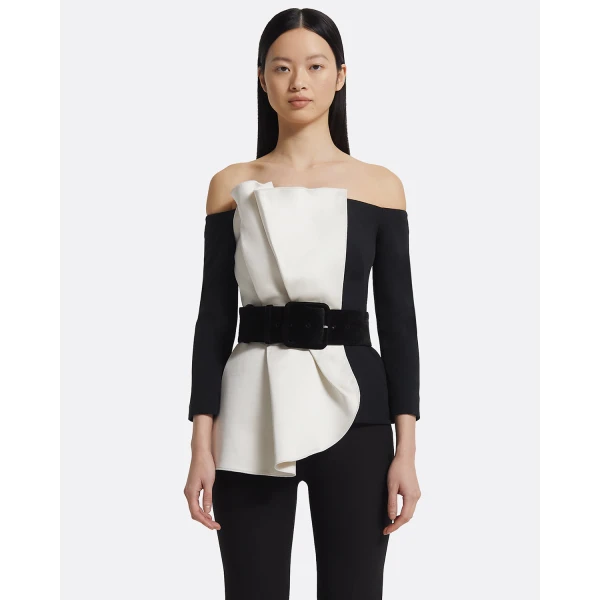 Yuka Top in Ivory On Black - Image 2