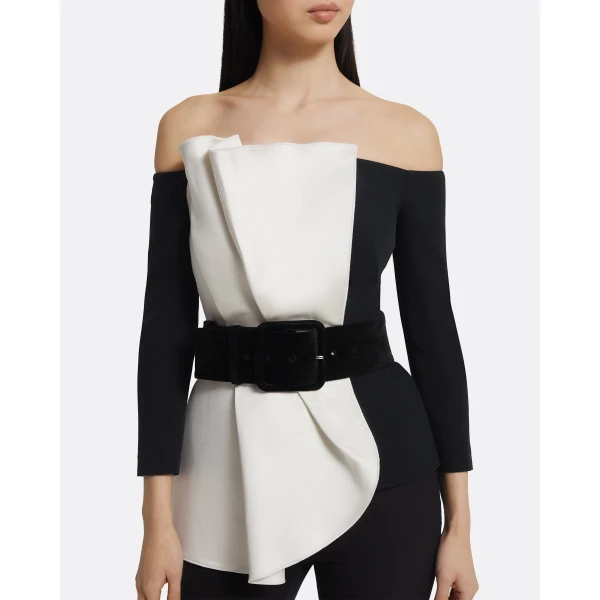 Yuka Top in Ivory On Black - Image 5