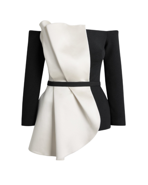 Yuka Top in Ivory On Black