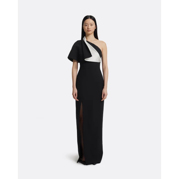 Yume Long Dress in Ivory on Black - Image 2