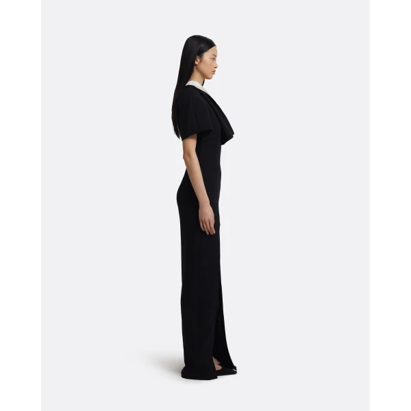 Yume Long Dress in Ivory on Black - Image 5