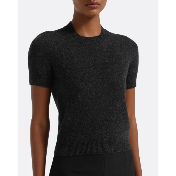 Zade Knitted T-Shirt in Black Melange - Image 4