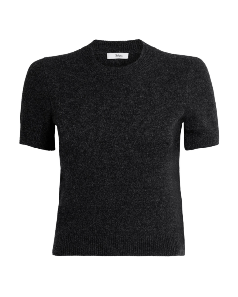 Zade Knitted T-Shirt in Black Melange