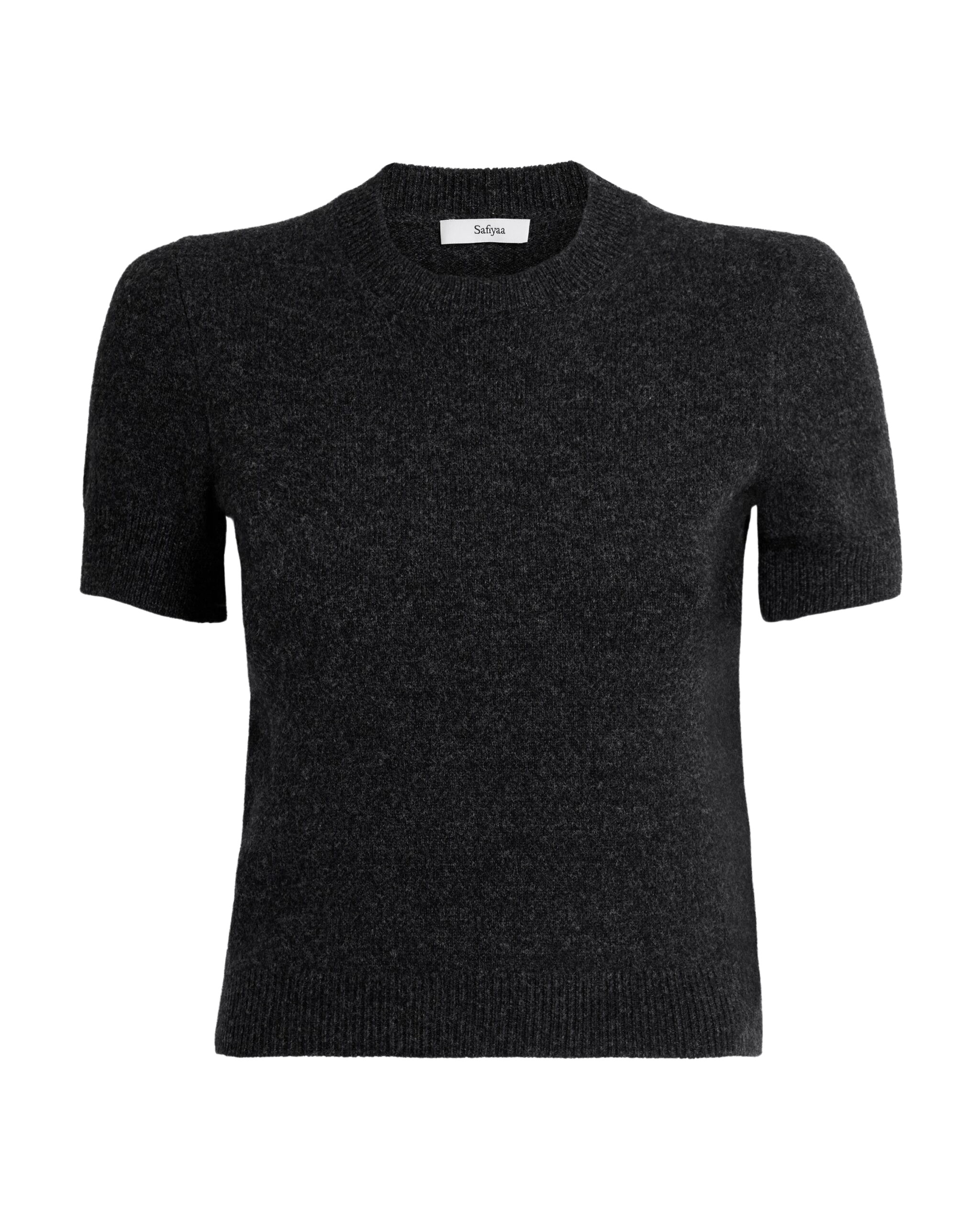 Safiyaa-Zade-Knitted-T-Shirt-in-Black-Melange-Coveti-scaled93729_nobg Zade Knitted T-Shirt in Black Melange - Image 1