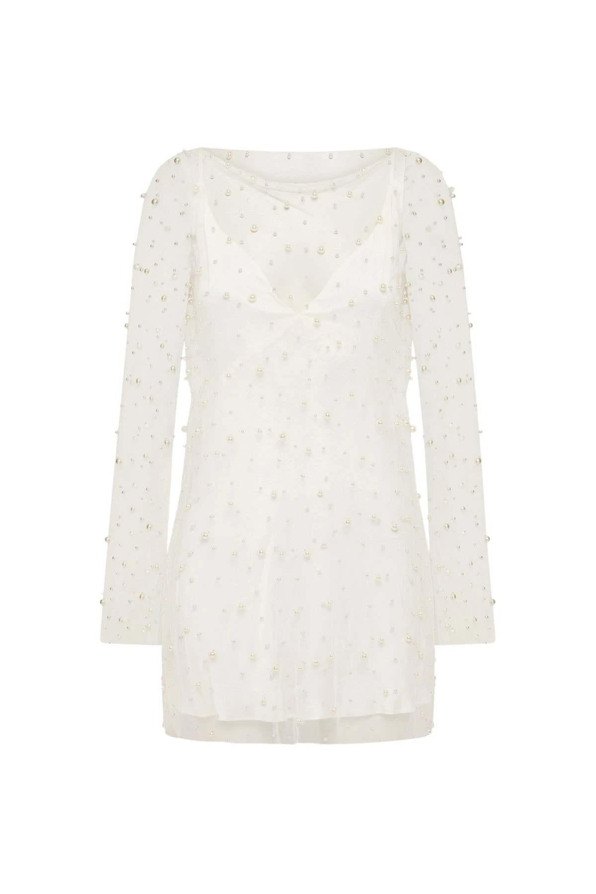 Shona-Joy-Opaline-Sheer-Pearl-Mini-Dress-2025-coveti86932_nobg Shona Joy Ivory Dresses