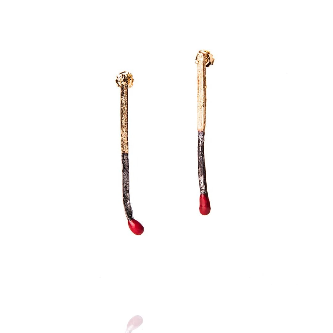 Alexandra Hakim Golden Matches Earrings designer jewelry designer jewelry